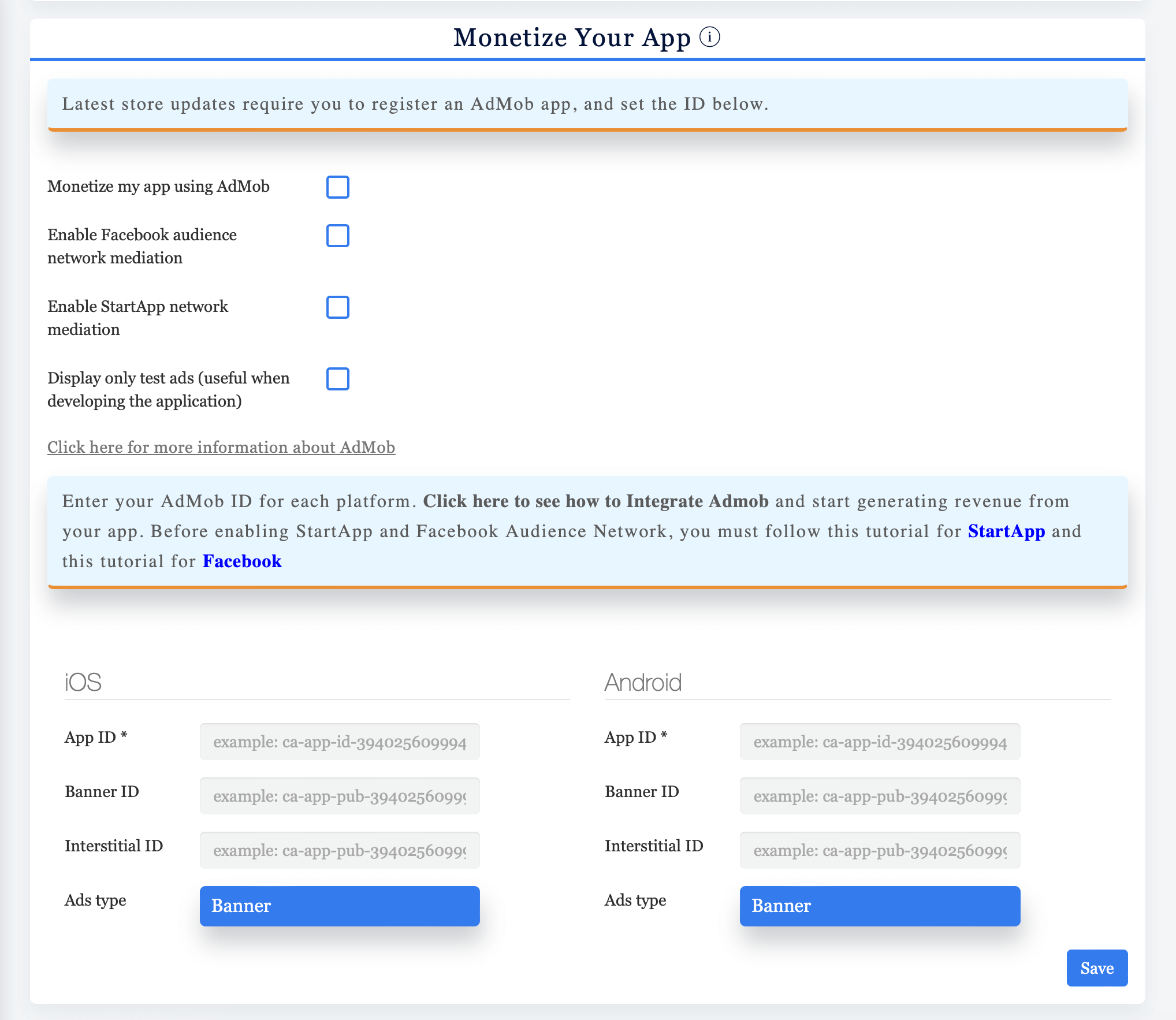 Monetize Android apps with our Android App Builder